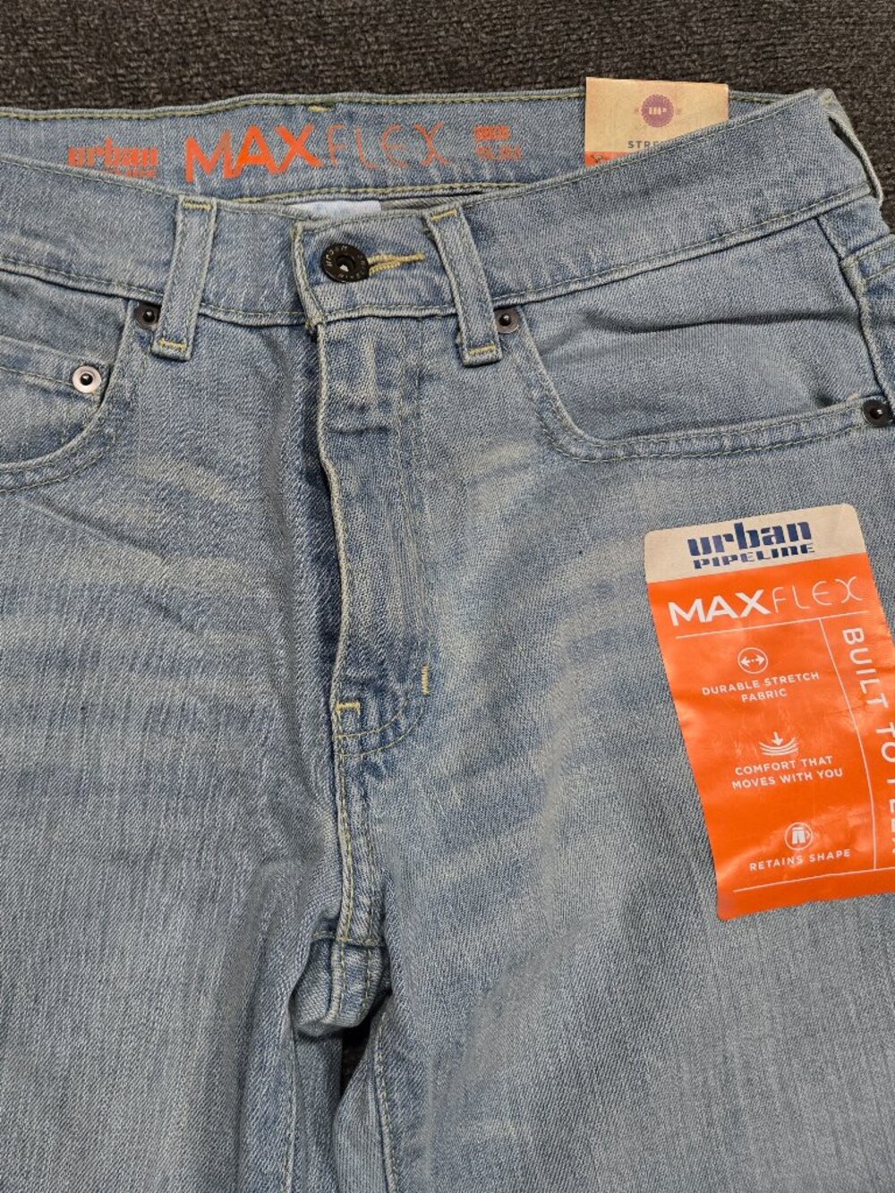Urban Pipeline Slim Light Wash Denim Jeans Stretch 5-Pocket Button Zip Men's NEW - Picture 2 of 6